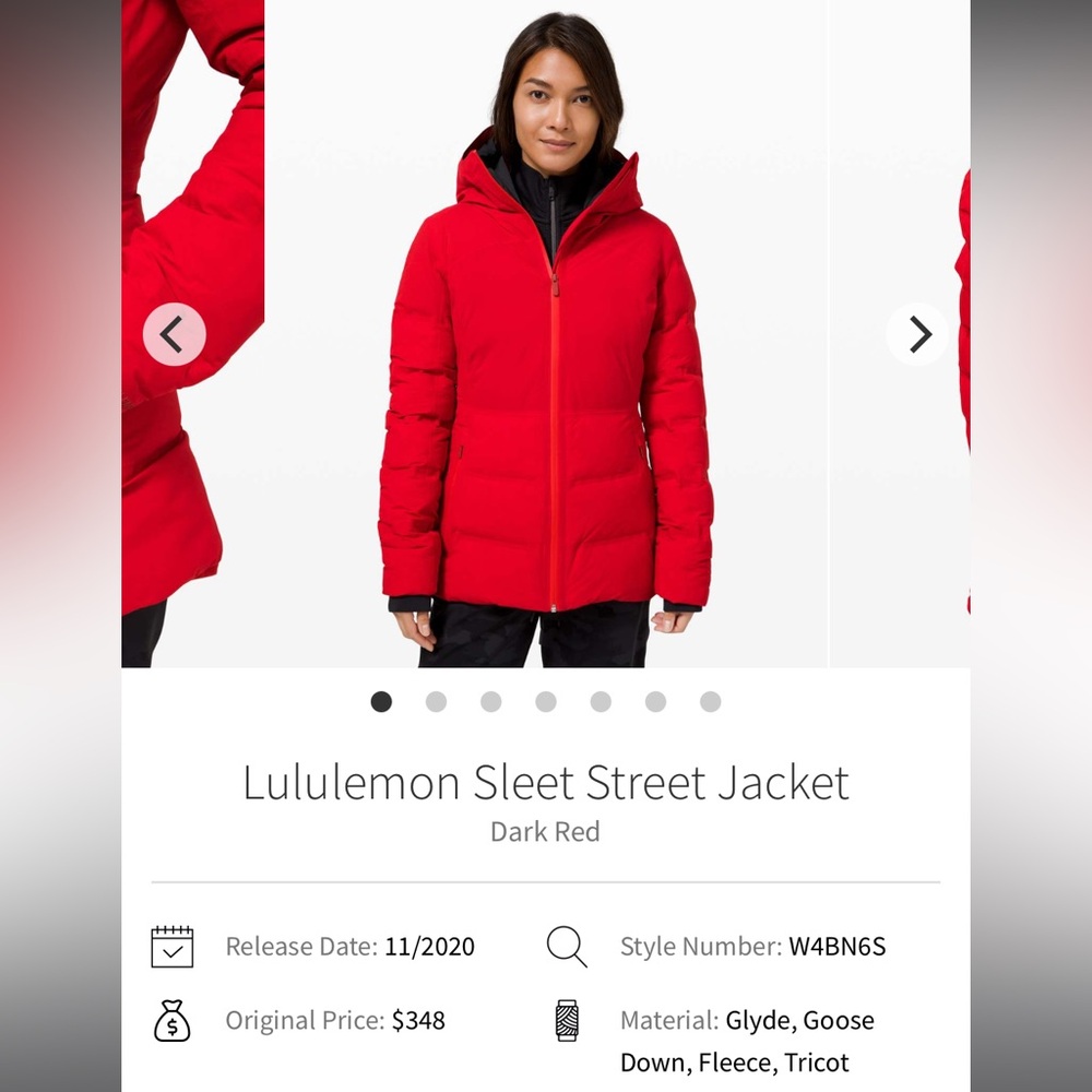 lululemon athletica Dark Red Puff Hooded Jacket